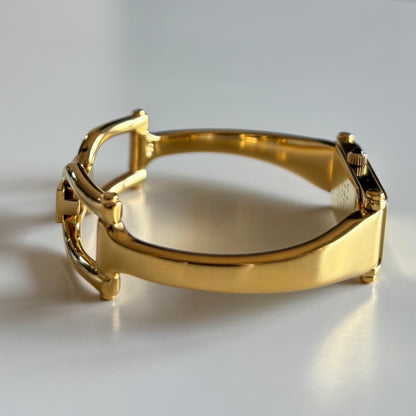 Gucci 1990s Gold Dial Gold Plated Bangle Watch (Small)