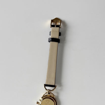 Gucci 1980s Round Dial Horsebit Gold Plated Watch