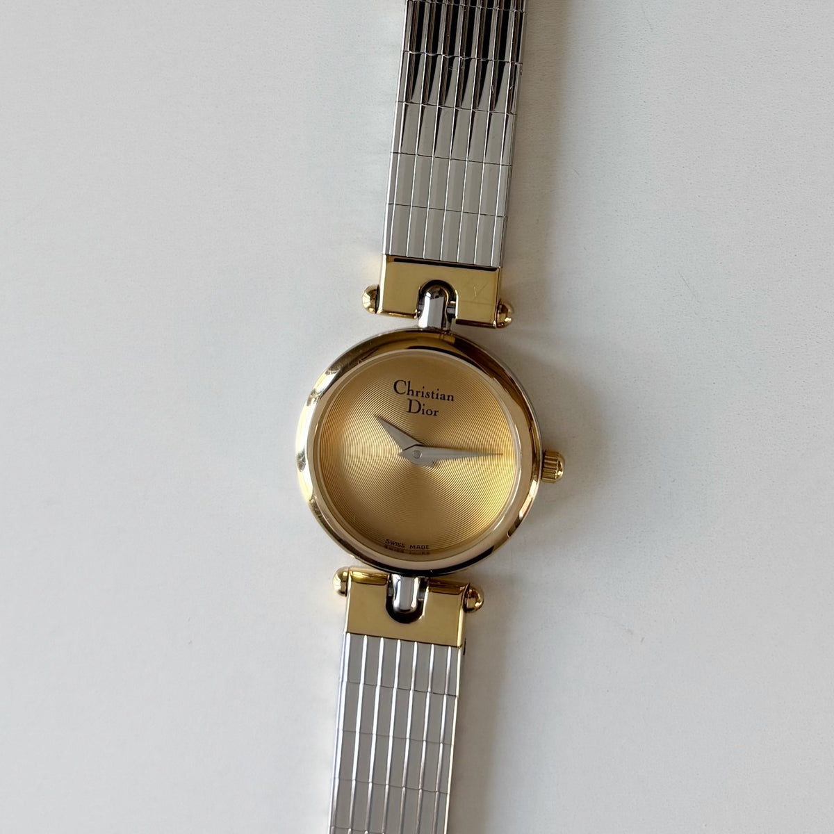 Dior 1990s Round Dial Gold Plated Two Tone Watch