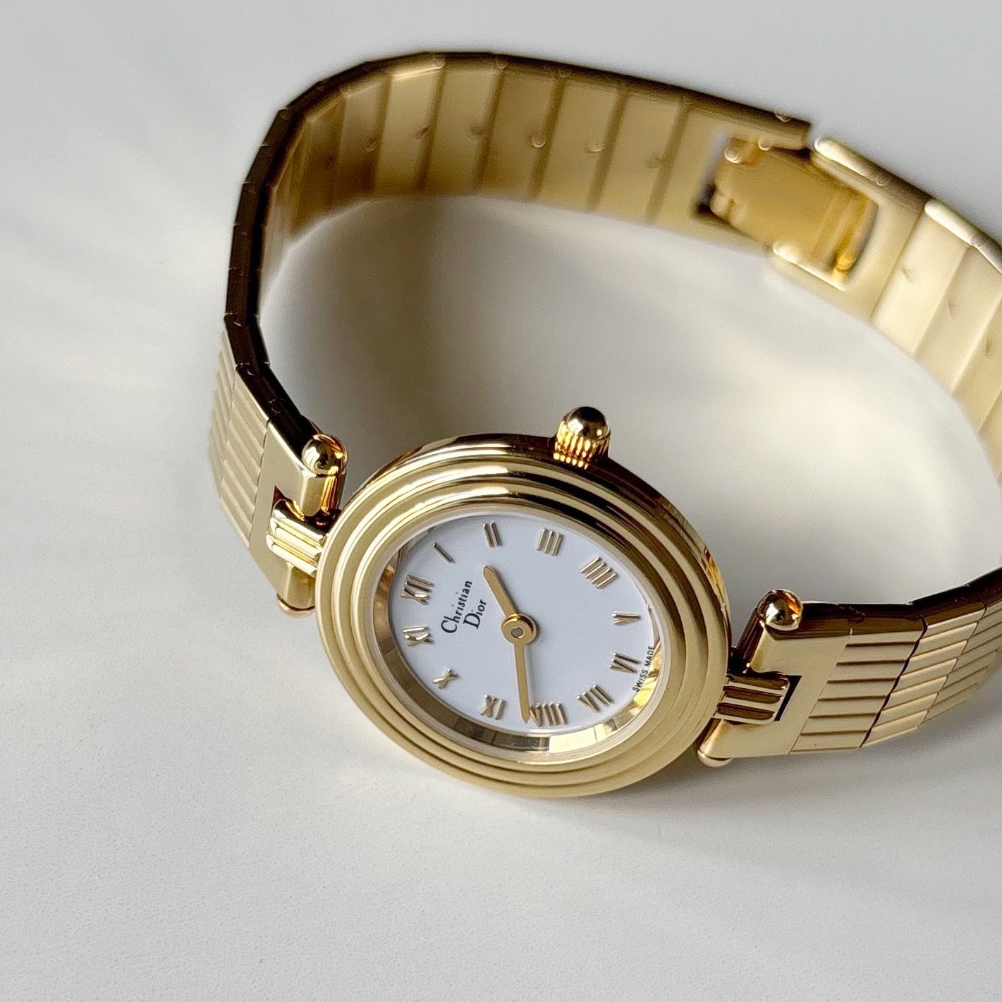 Dior 1990s Round Dial Gold Plated Watch