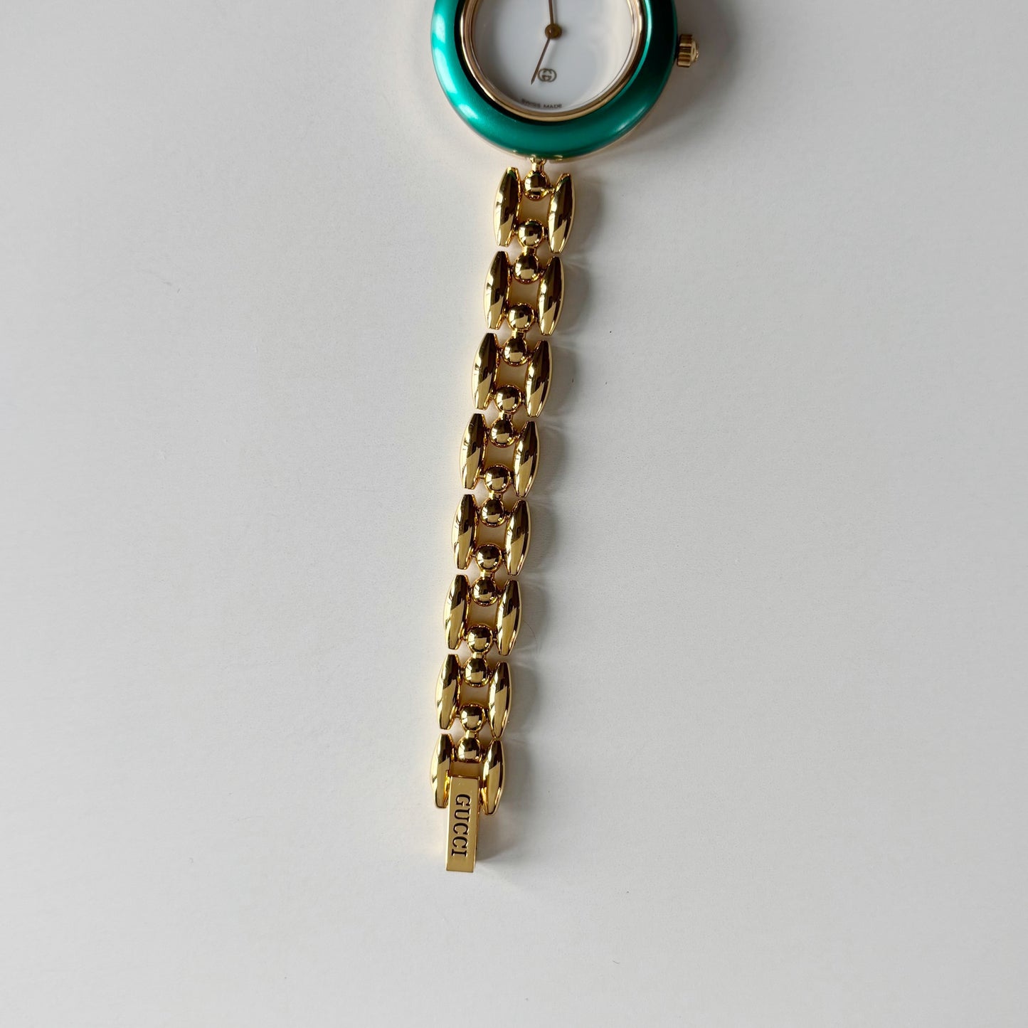 Gucci 1990s Interchangeable Bezel Gold Plated Rice Chain Watch with 6 bezels, case (165mm)