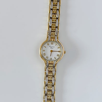 Dior 1990s Round Dial Two Tone Watch