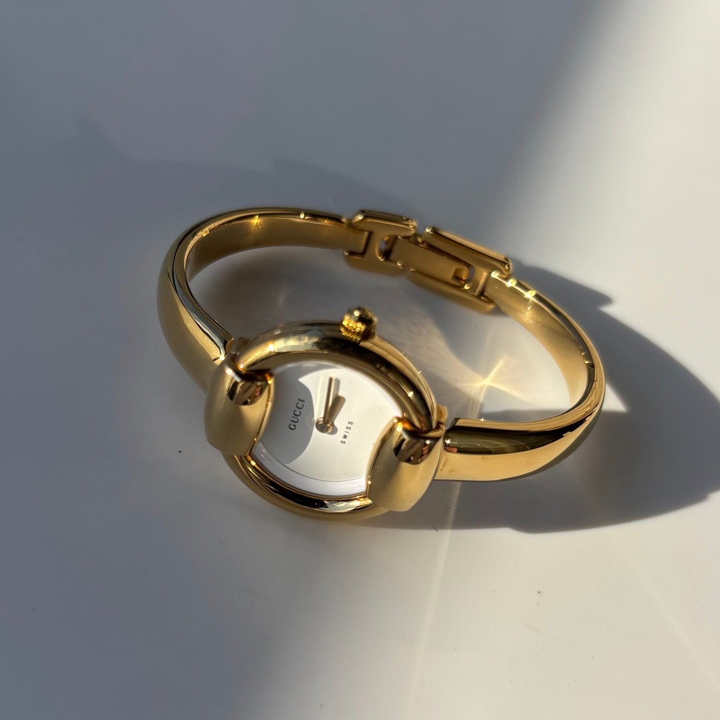 Gucci 1990s Gold Plated Bangle Watch (Small)