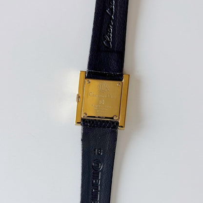 Dior 1990s Square Dial Gold Plated Watch