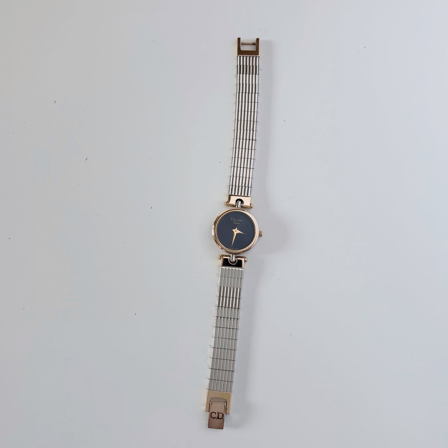 Dior 1990s Navy Dial Two Tone Round Watch