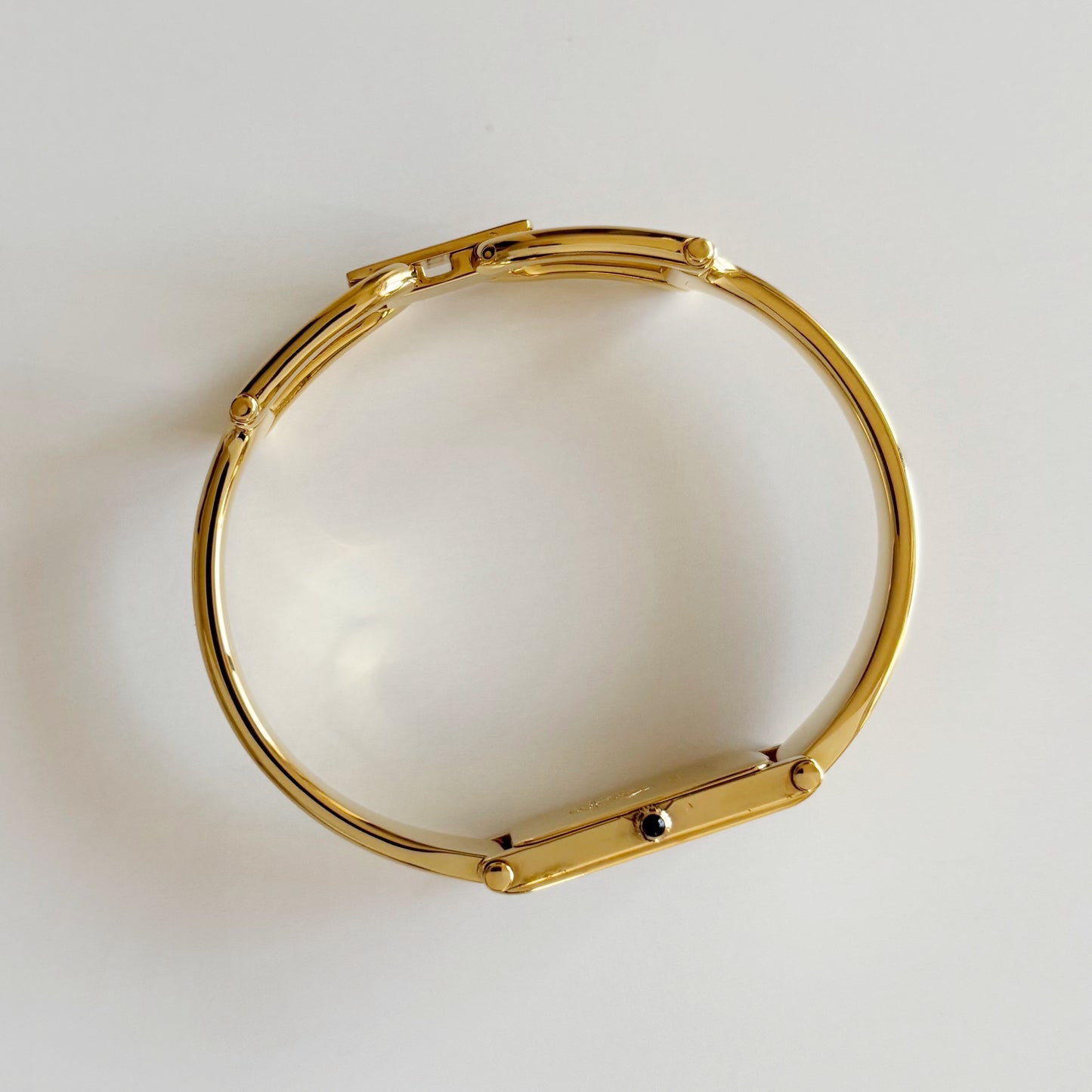 Gucci 1990s Seashell Dial Rectangular Gold Plated Bangle Watch