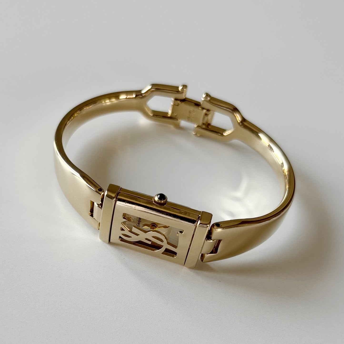 Yves Saint Laurent 1990s Peek a boo Gold Plated Bangle Watch