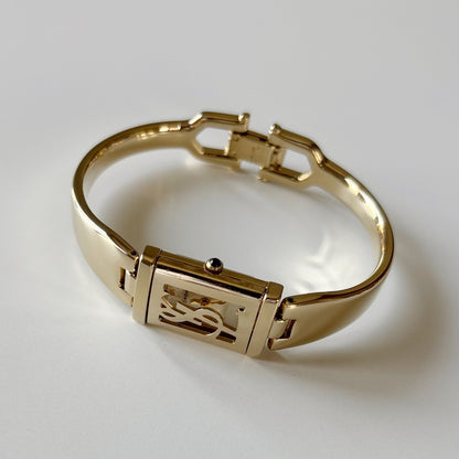 Yves Saint Laurent 1990s Peek a boo Gold Plated Bangle Watch