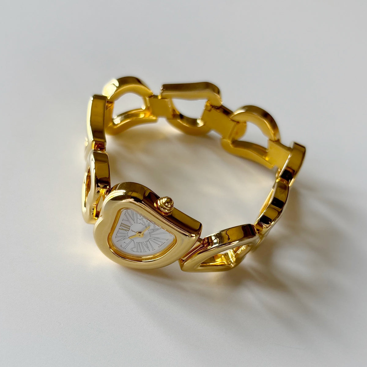 Yves Saint Laurent 1990s Heart  Dial Band Gold Plated Watch