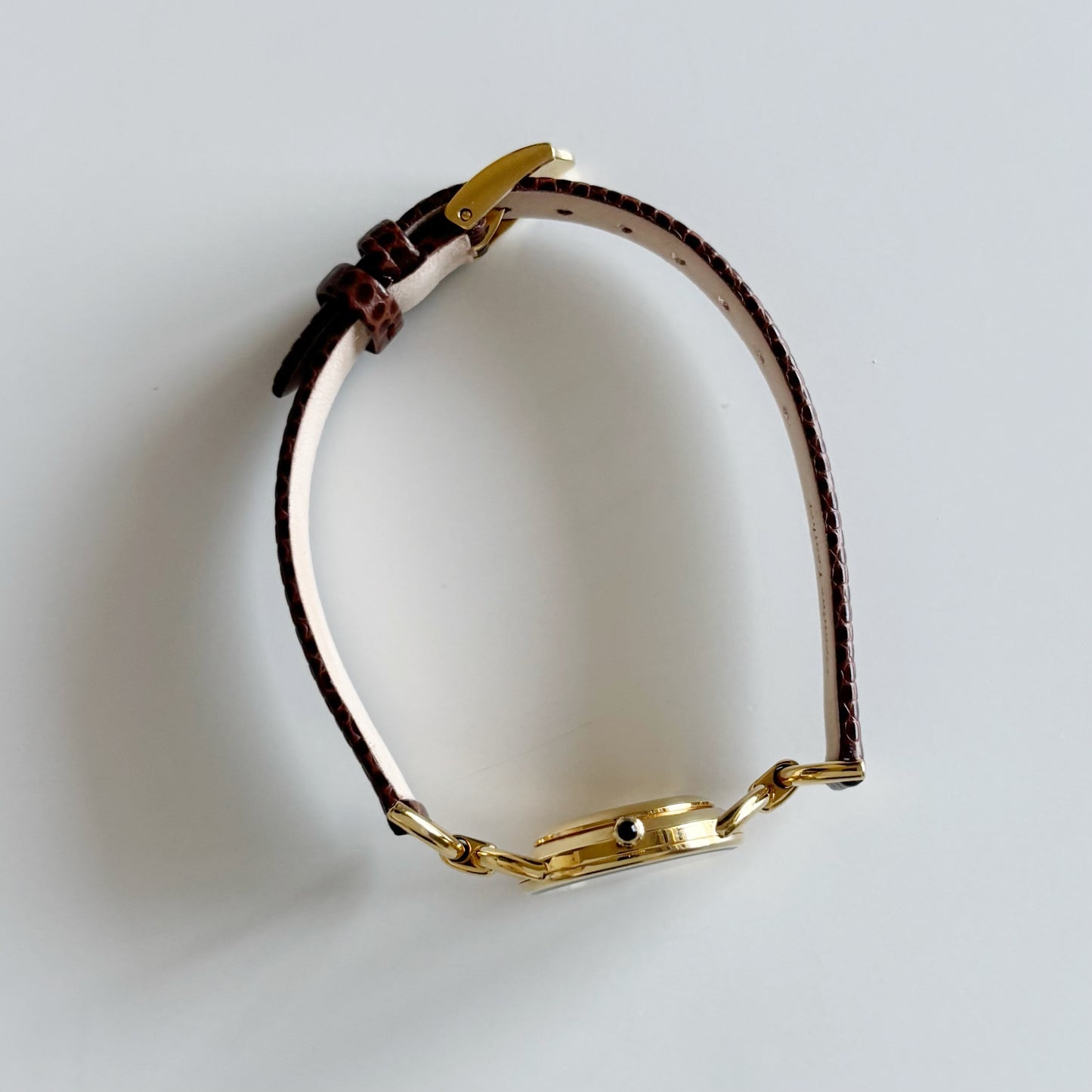 Gucci 1990s Seashell Dial Gold Plated Horsebit Watch