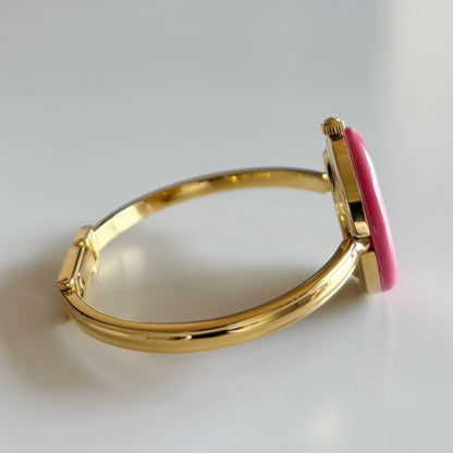 Gucci 1990s Interchangeable Bezel Gold Plated Bangle Watch with 12 bezels, case (Small)