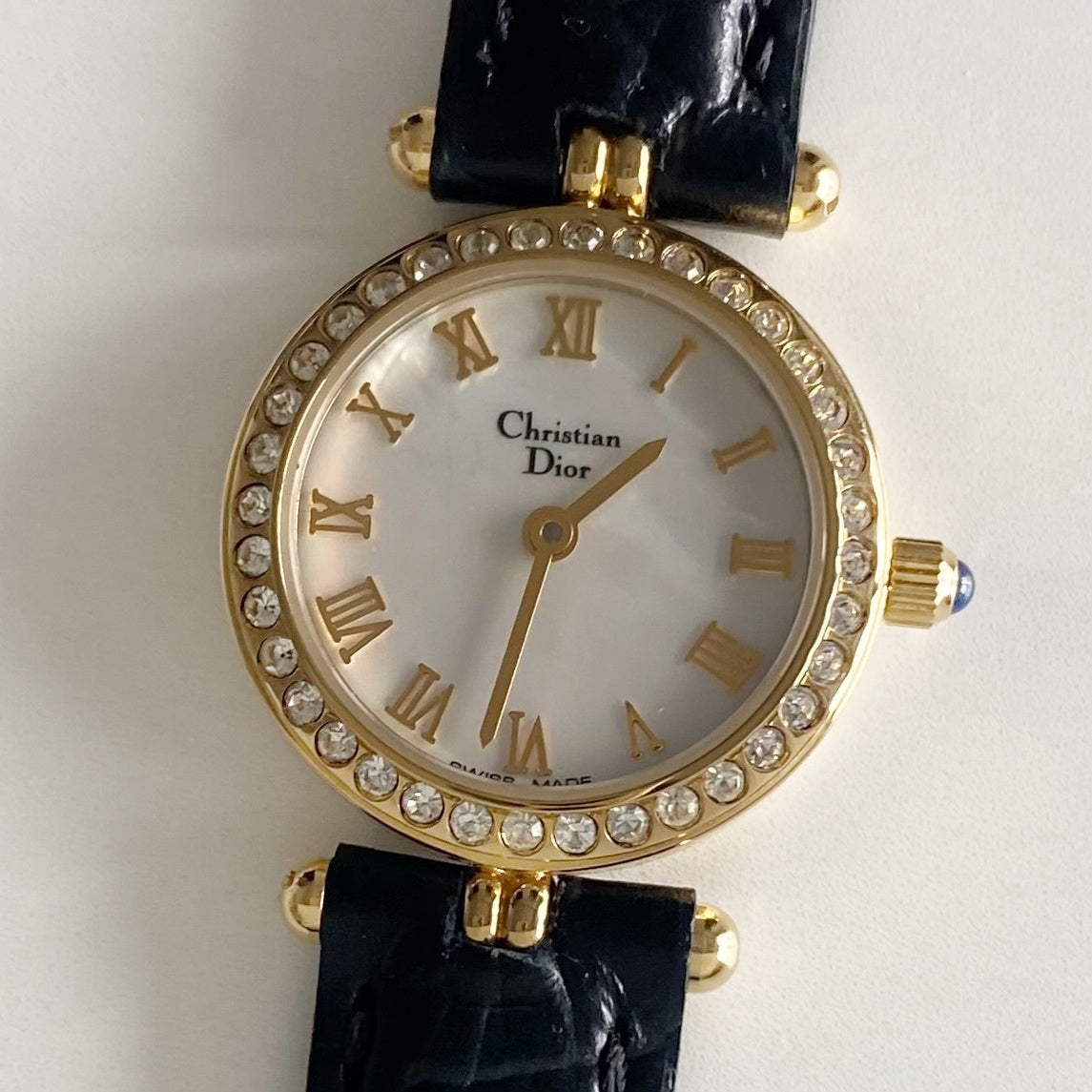 Dior 1990s Seashell Round Dial Gold Plated Watch