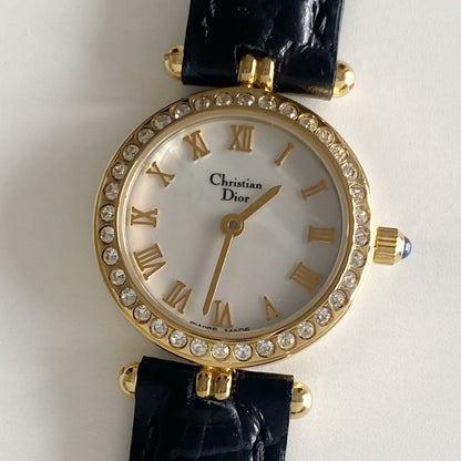 Dior 1990s Seashell Round Dial Gold Plated Watch