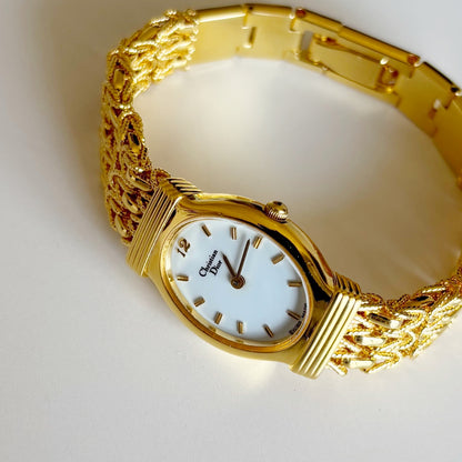 Dior 1990s Oval Dial Gold Plated Watch