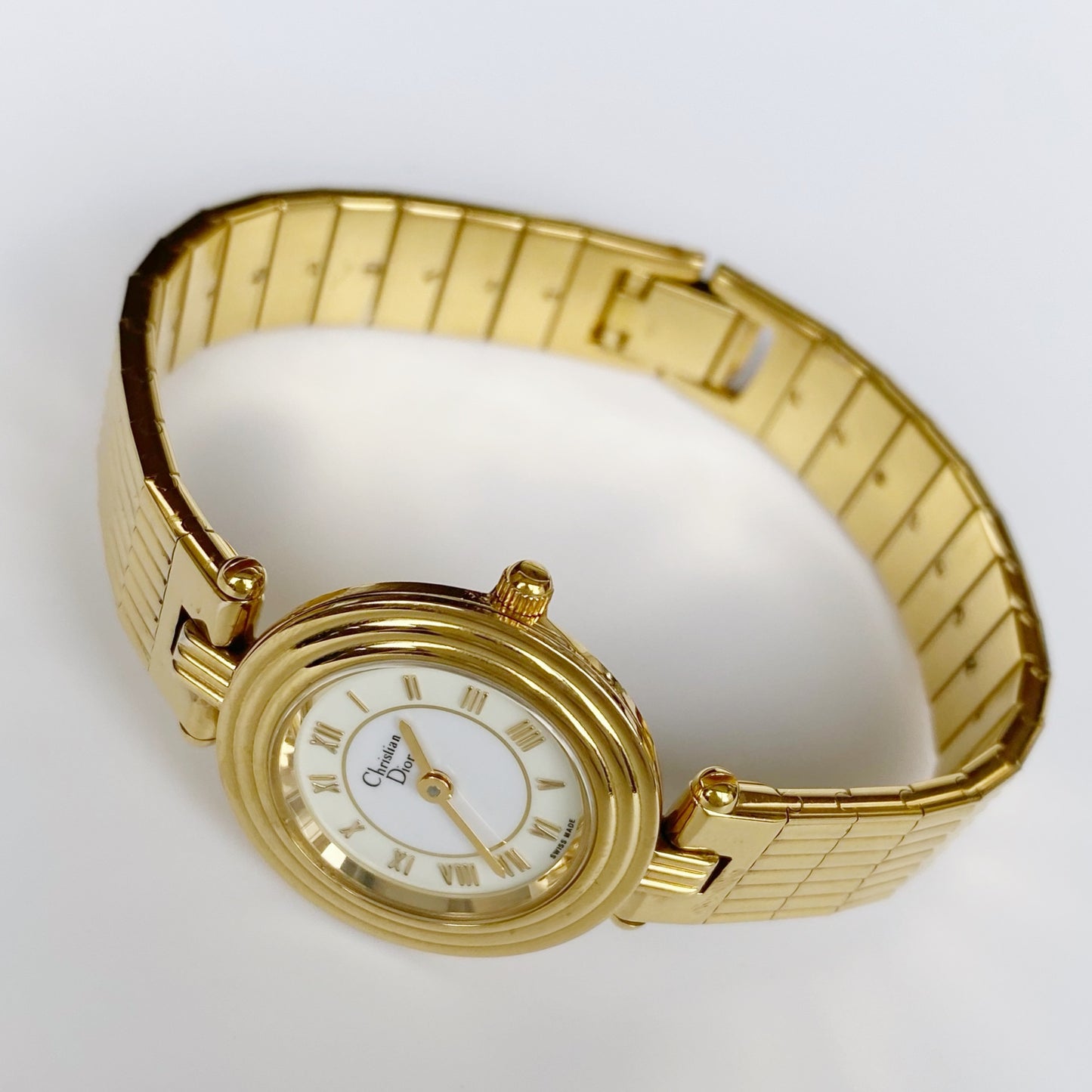 Dior 1990s Gold Plated Round Watch