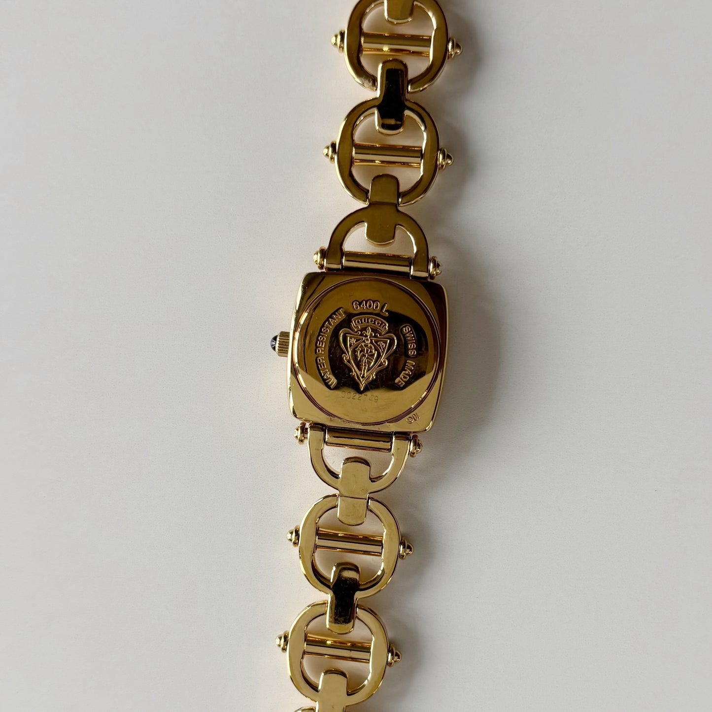 Gucci 1990s Seashell Dial Horsebit Gold Plated Watch