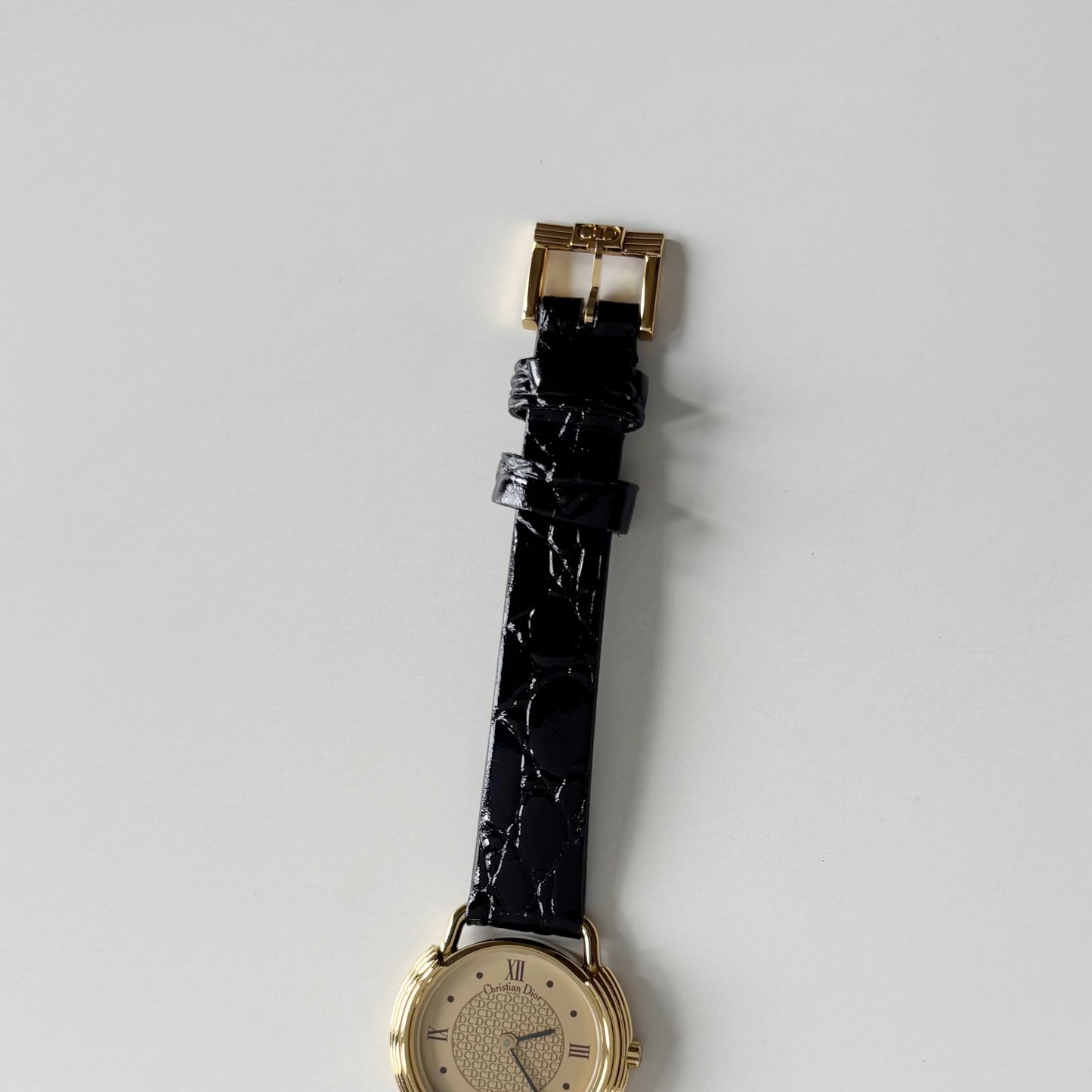 Dior 1990s Round Dial Gold Plated Watch