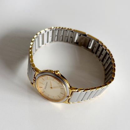 Yves Saint Laurent 1990s Round Dial Two Tone Watch