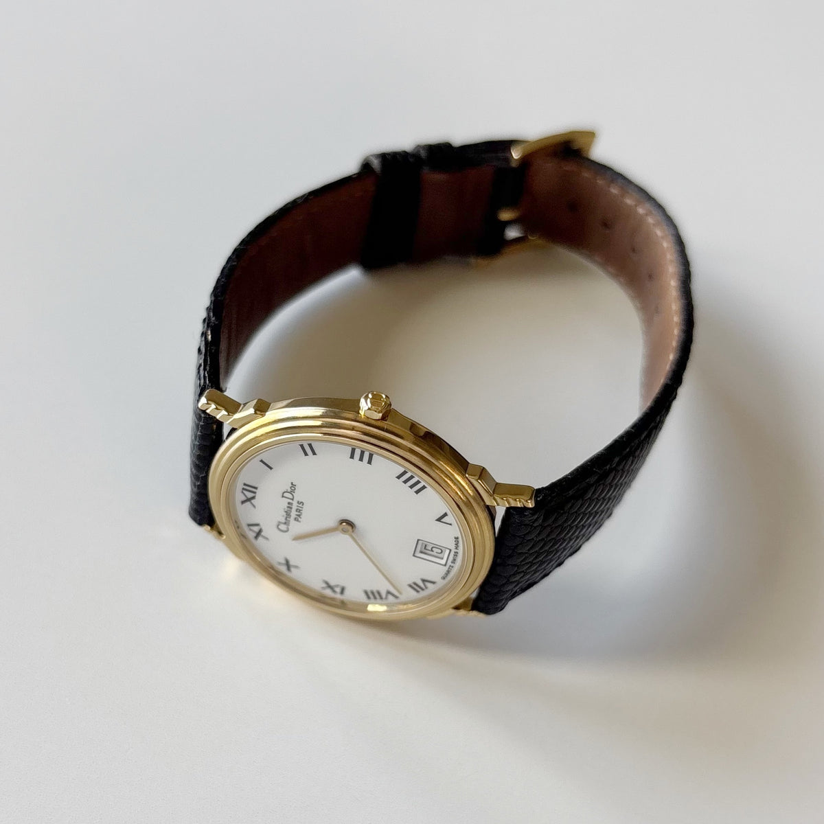 Dior 1990s Date Round Dial Gold Plated Watch (Large)