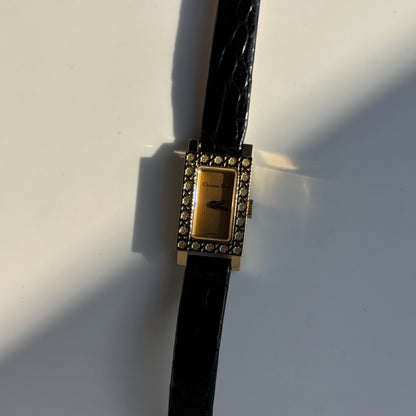 Dior 1990s La Parisienne  18K Solid Gold Case Tank Watch