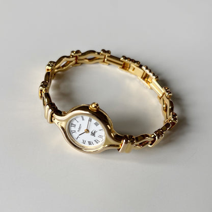 Burberry 1990s Round Dial Gold Plated Watch
