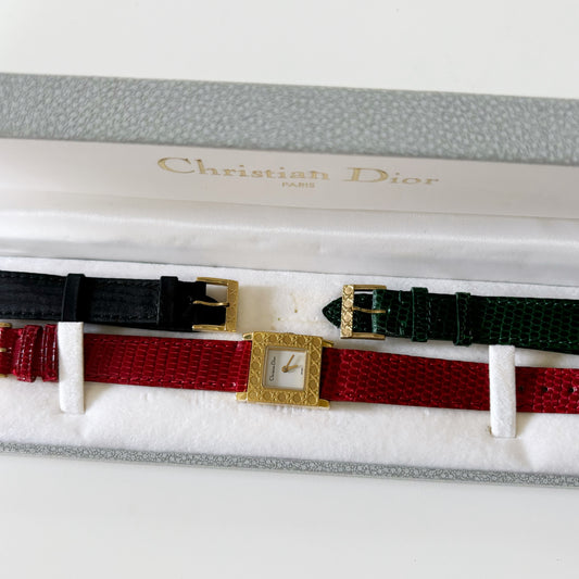 Dior 1990s La Parisienne Interchangeable Belt Watch with 2 belt straps