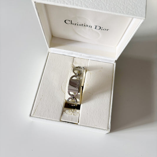 Dior Early 2000s Pandiora Mirrored Silver Watch