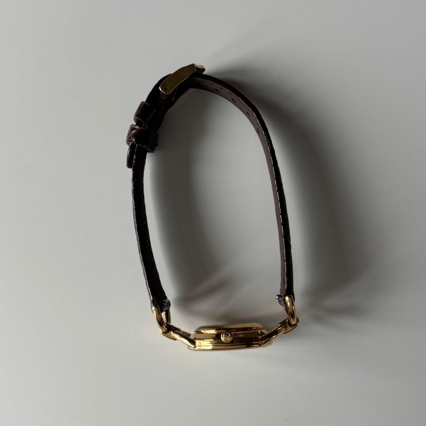 Gucci 1990s Cream Dial Horsebit Gold Plated Watch