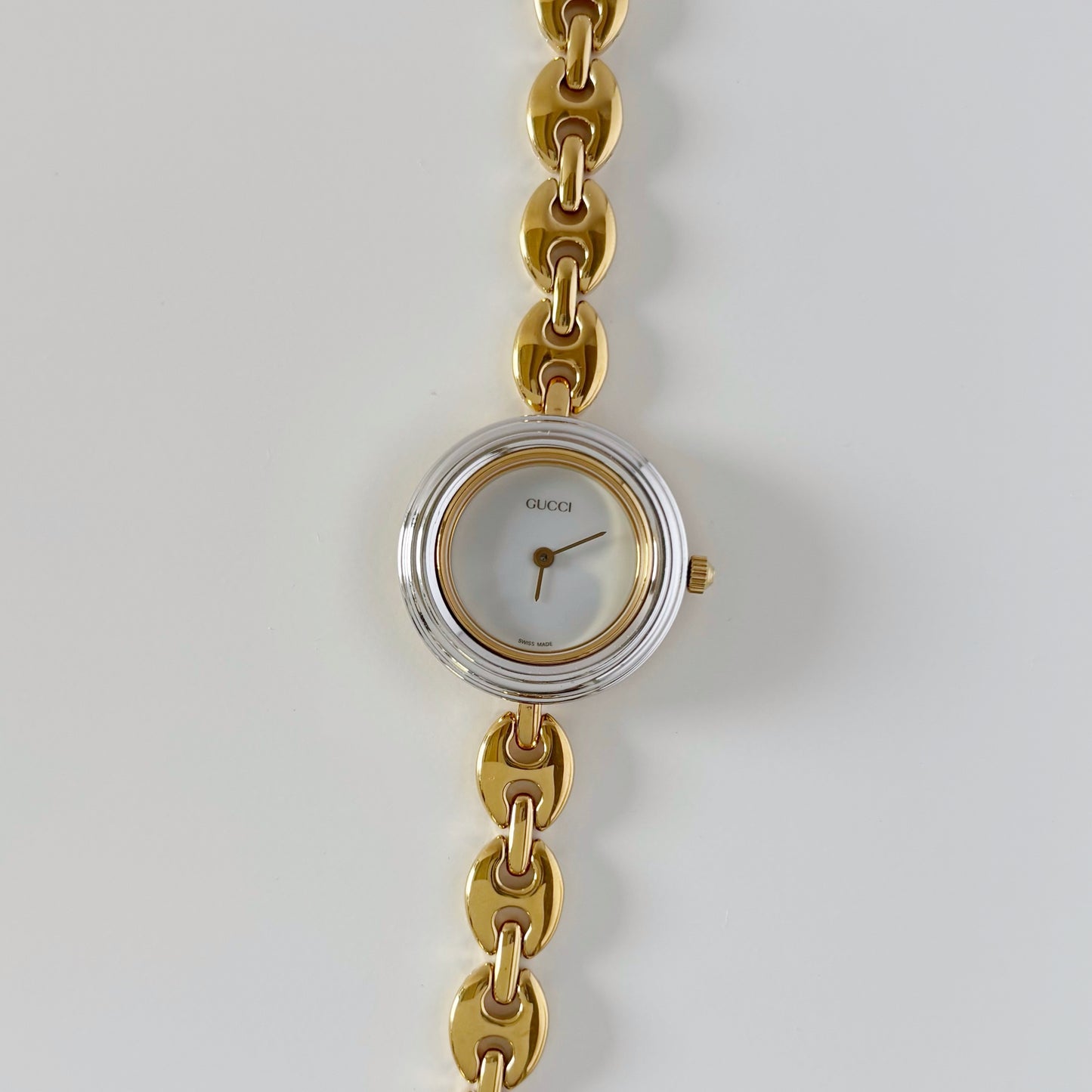 Gucci 1990s Interchangeable Bezel Gold Plated Watch with 6 bezels, case (165mm)