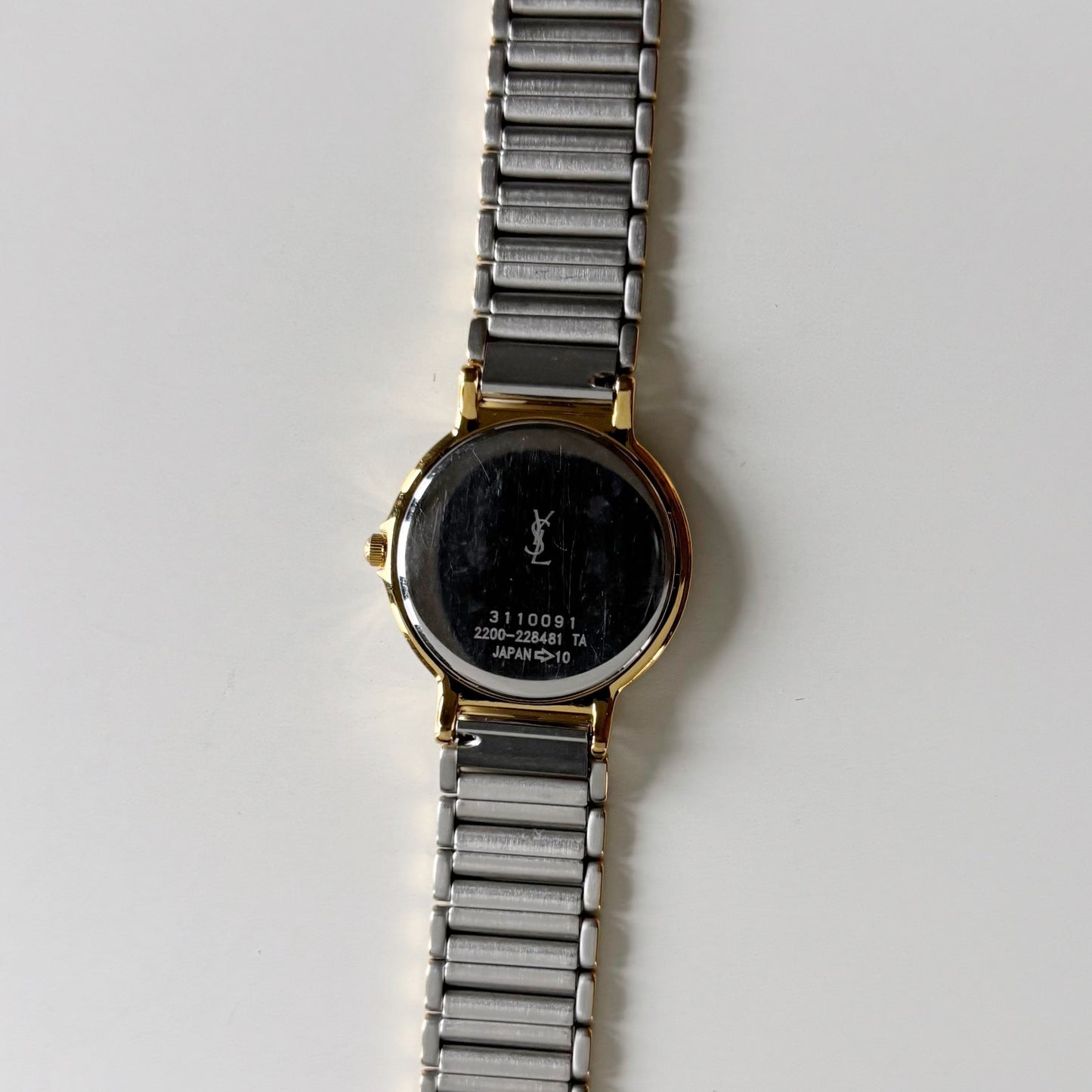 Yves Saint Laurent 1990s Navy Round Dial Two Tone Watch