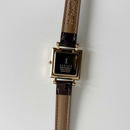Yves Saint Laurent 1990s Square Dial Gold Plated Watch