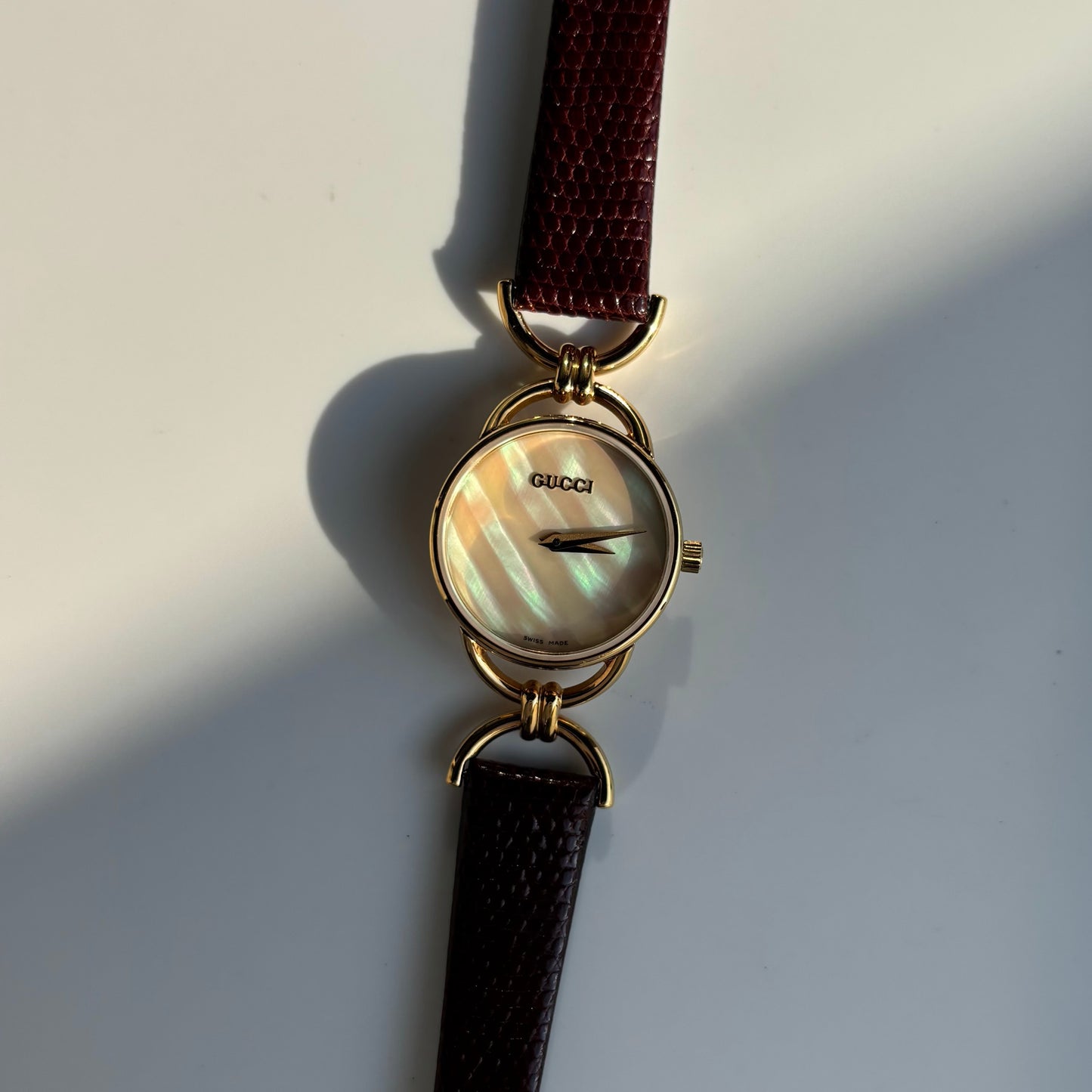 Gucci 1990s Seashell Dial Gold Plated Watch