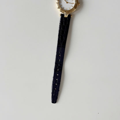 Dior 1990s Round Dial Interchangeable strap Gold Plated Watch with 3 straps, case