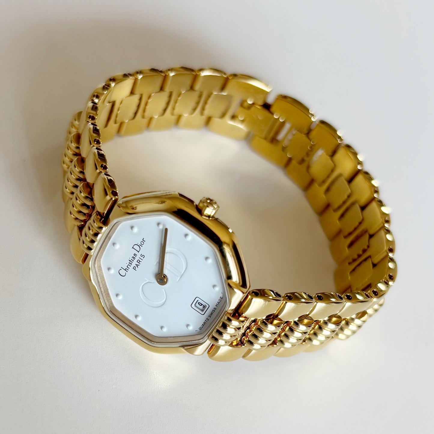 Dior 1990s Octagon Gold Plated Watch