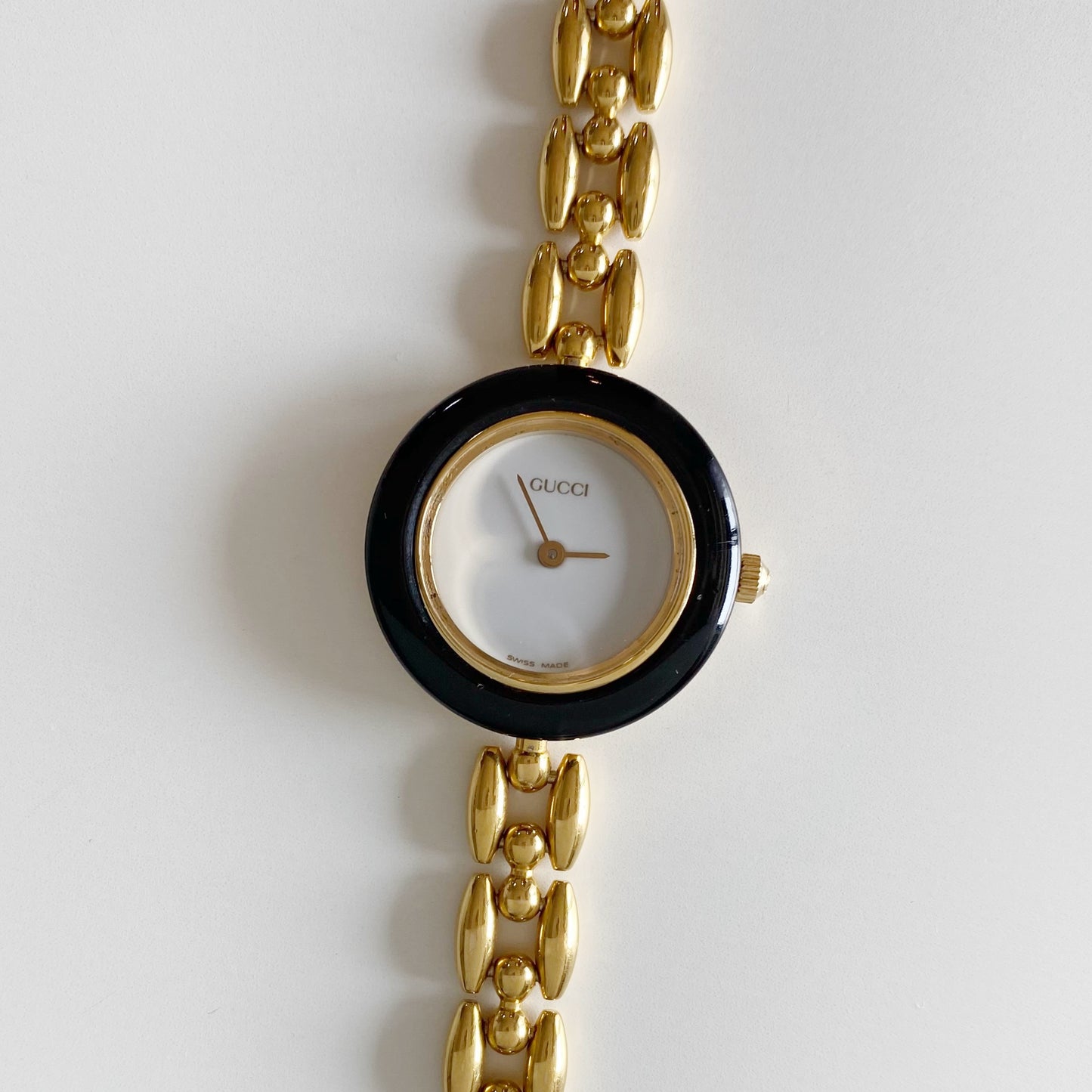 Gucci 1990s Interchangeable Bezel Gold Plated Watch with 6 bezels, case (163mm)