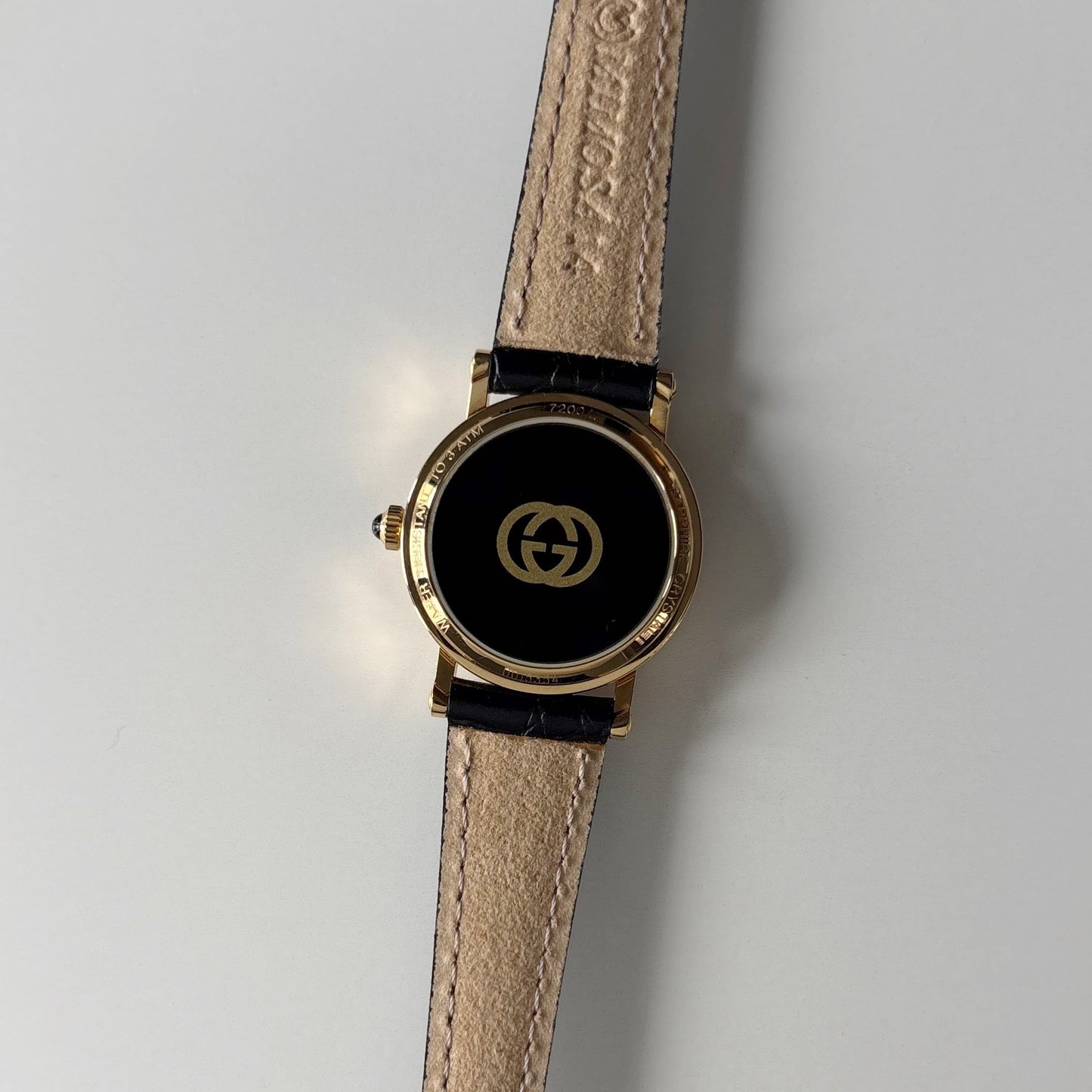 Gucci 1990s Date Round Dial Gold Plated Watch