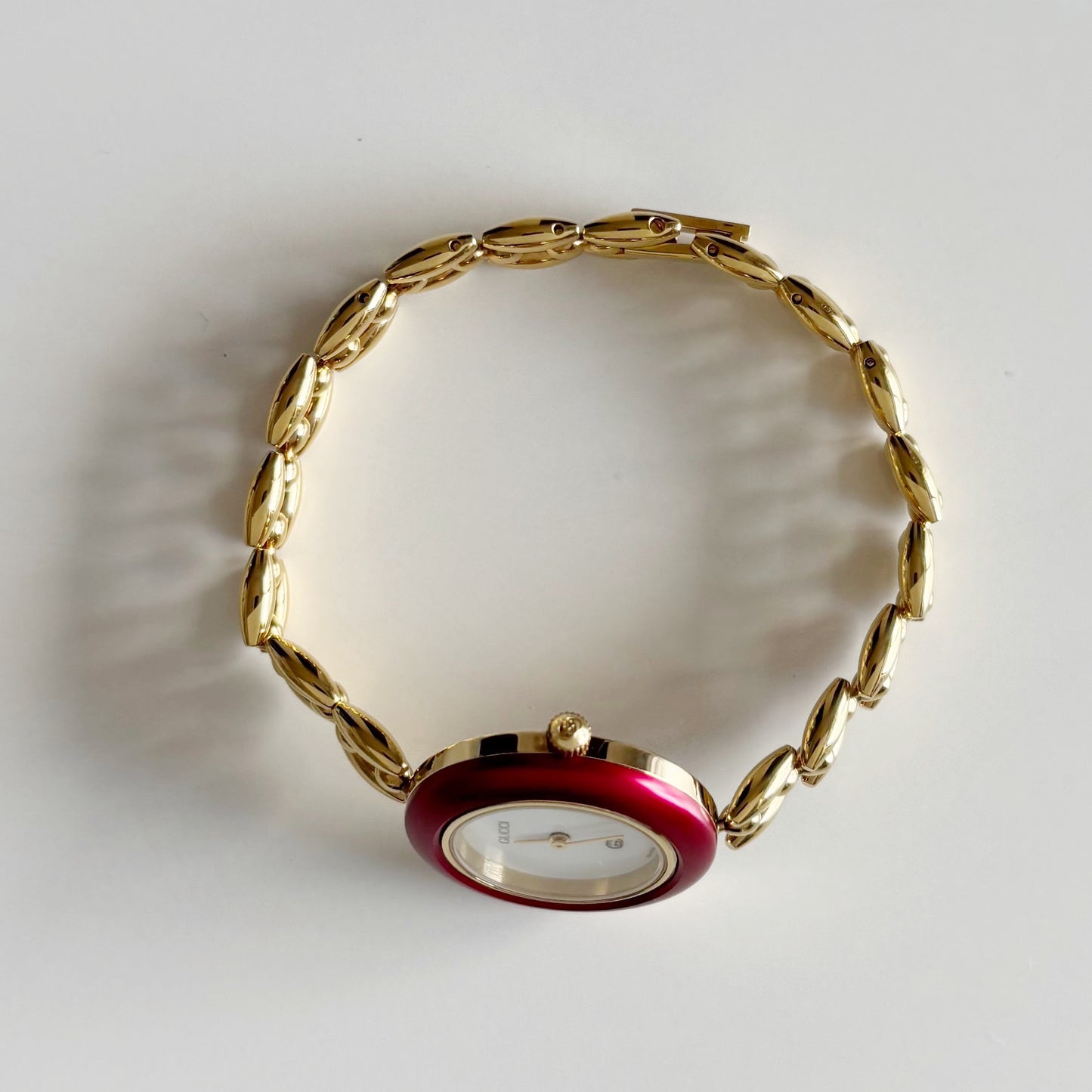 Gucci 1990s Interchangeable Bezel Gold Plated Rice Chain Watch (165mm)