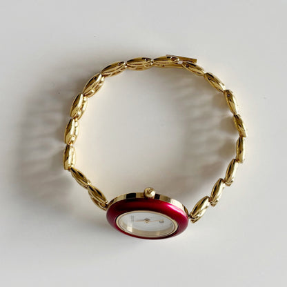 Gucci 1990s Interchangeable Bezel Gold Plated Rice Chain Watch (165mm)