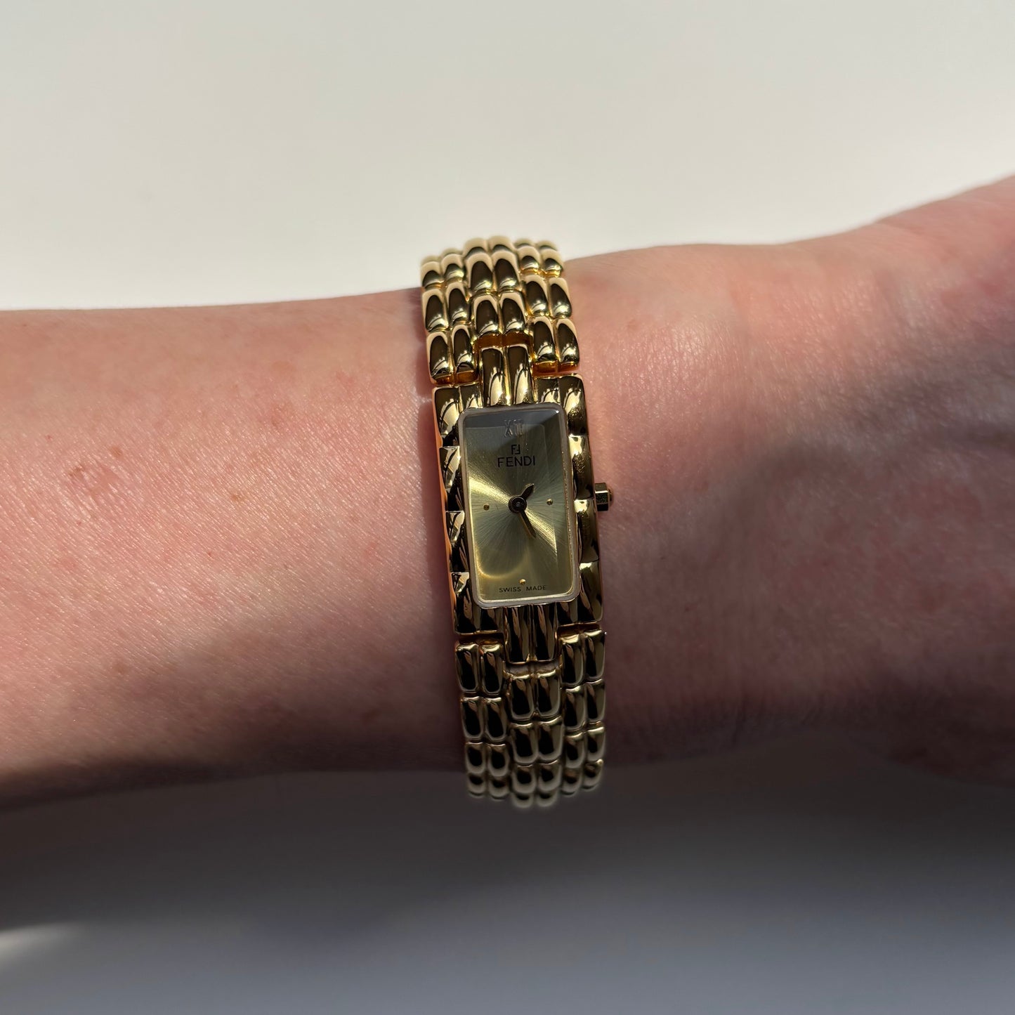Fendi 1990s Gold Dial Gold Plated Watch