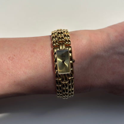 Fendi 1990s Gold Dial Gold Plated Watch