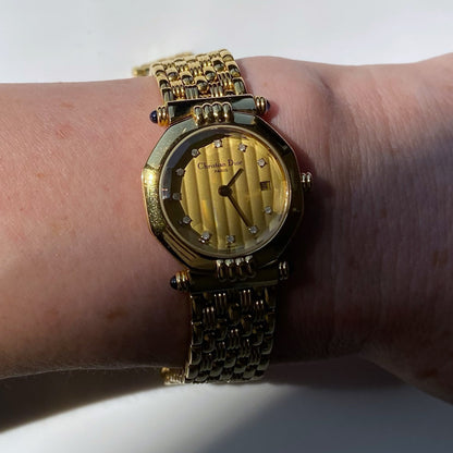 Dior 1990s Date Gold Plated Watch