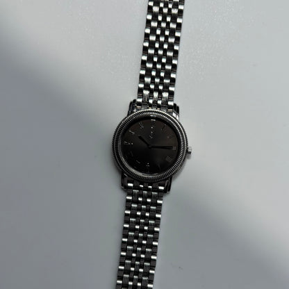 Yves Saint Laurent 1990s Dark Gray Round Dial Stainless Steel Watch
