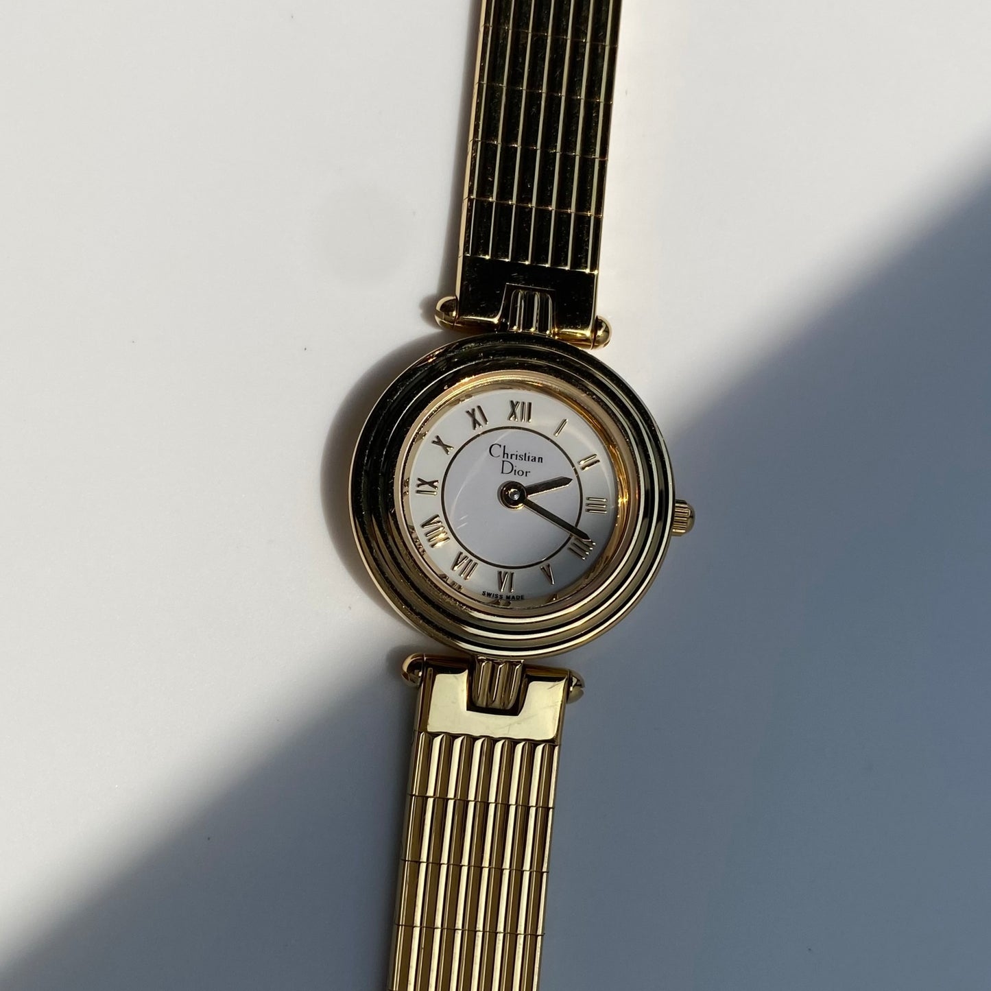 Dior 1990s Round Dial Gold Plated Watch