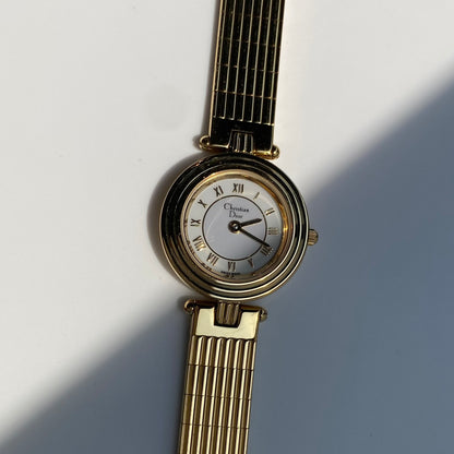 Dior 1990s Round Dial Gold Plated Watch