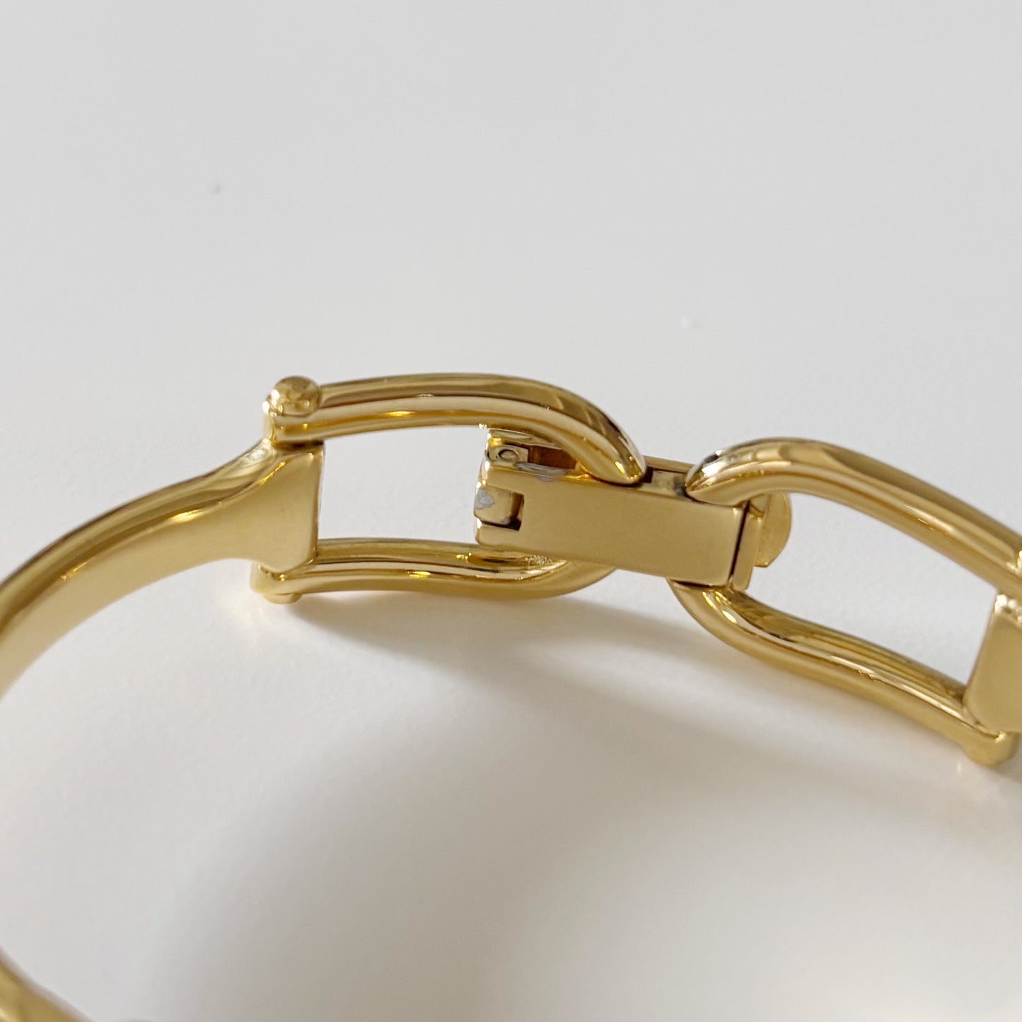 Gucci 1990s Seashell Dial Rectangular Gold Plated  Bangle Watch