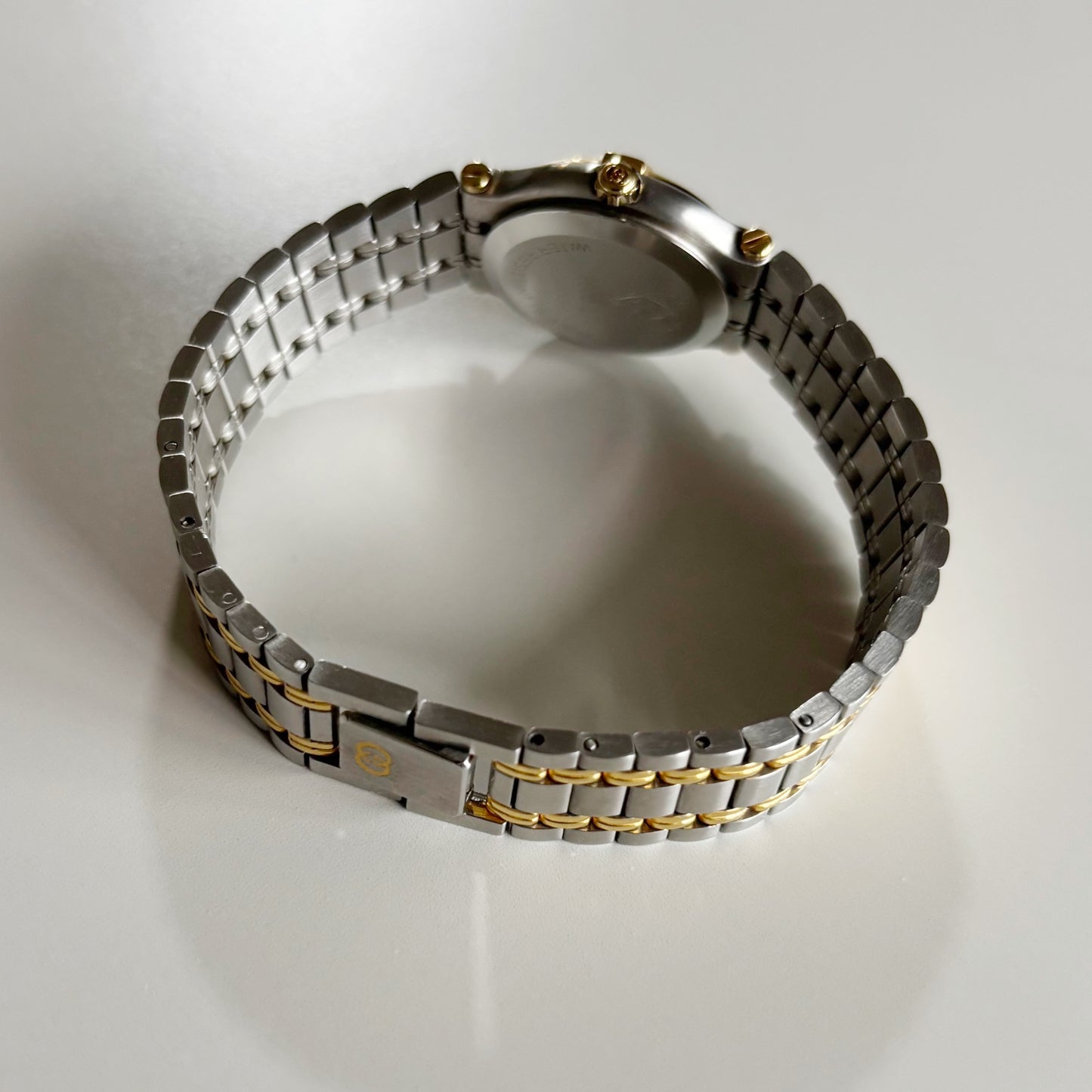 Gucci 1990s Black Dial Gold Plated Two Tone Watch