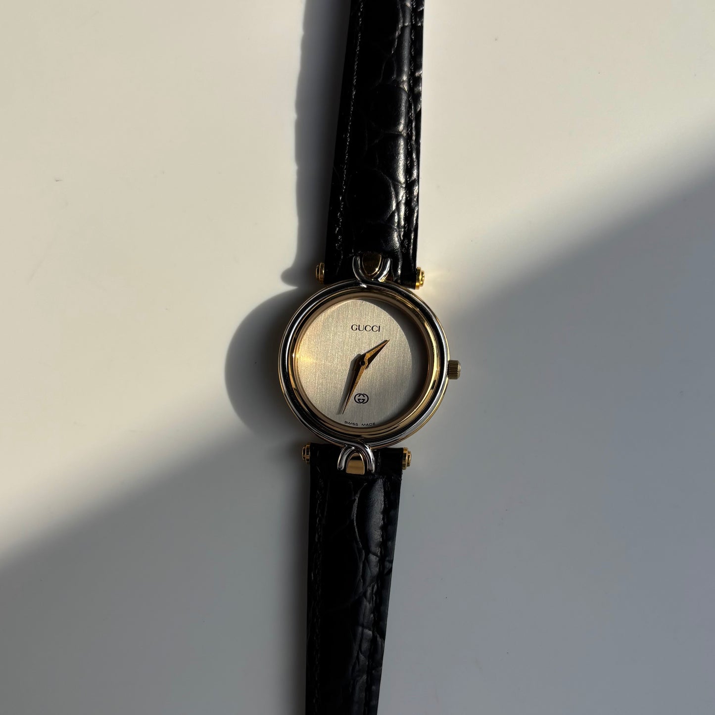 Gucci 1990s Round Dial Two Tone Watch