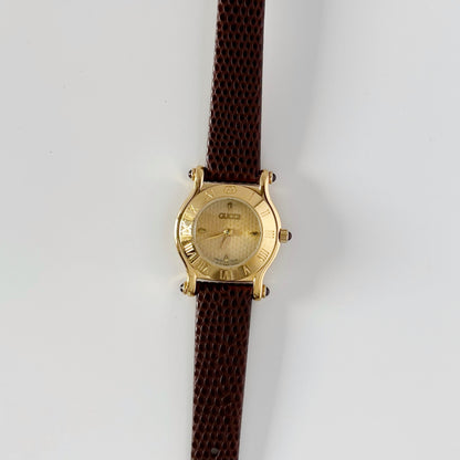 Gucci 1990s Gold Dial Gold Plated Watch