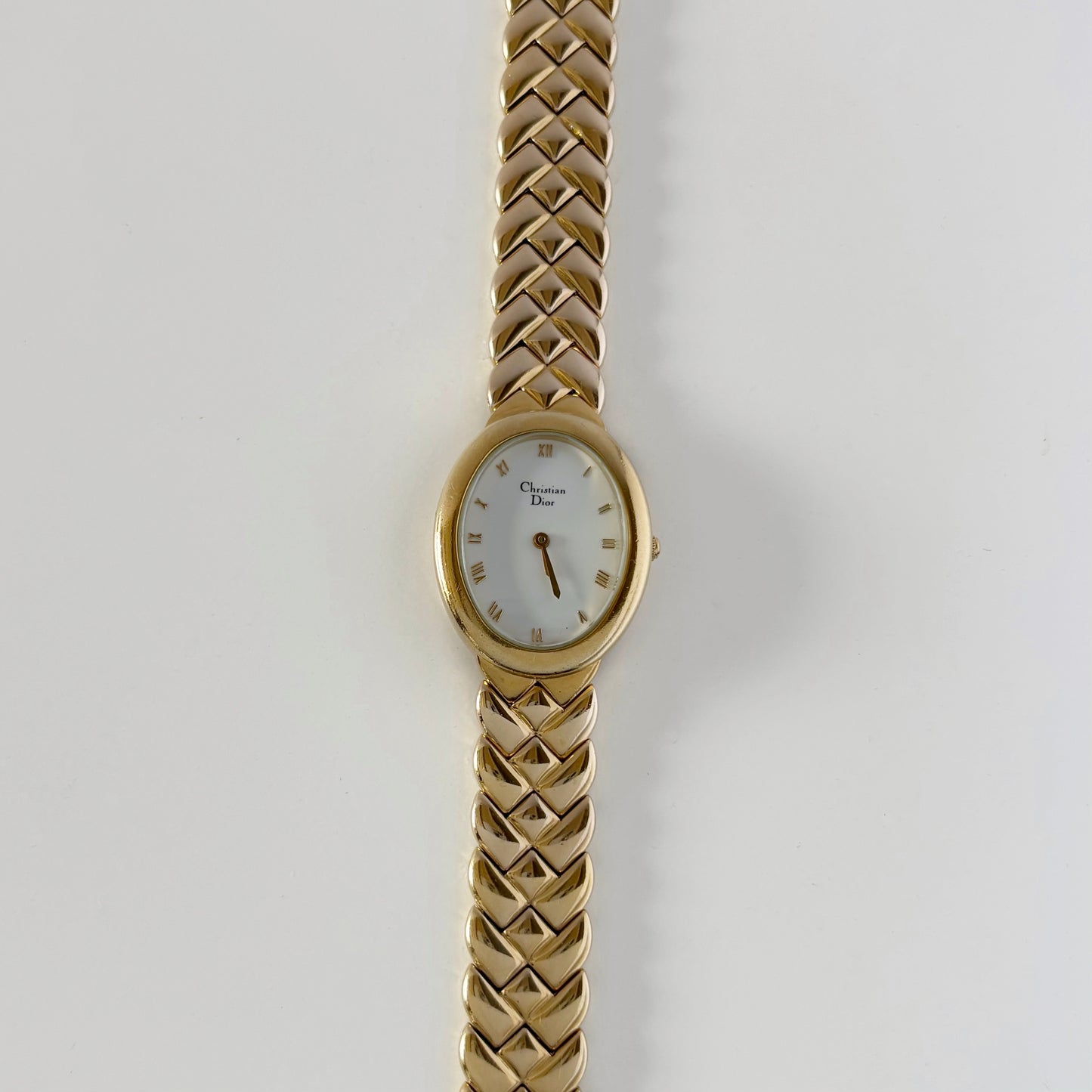 Dior 1990s Oval Dial Gold Plated Watch