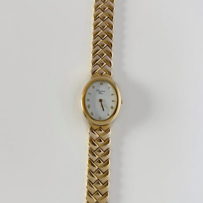 Dior 1990s Oval Dial Gold Plated Watch